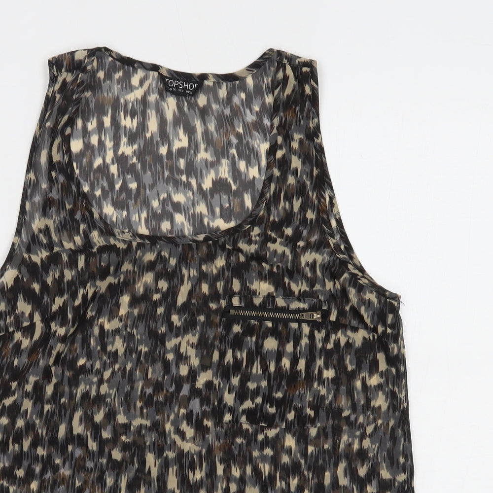 Topshop Womens Brown Animal Print  Basic Tank Size 8