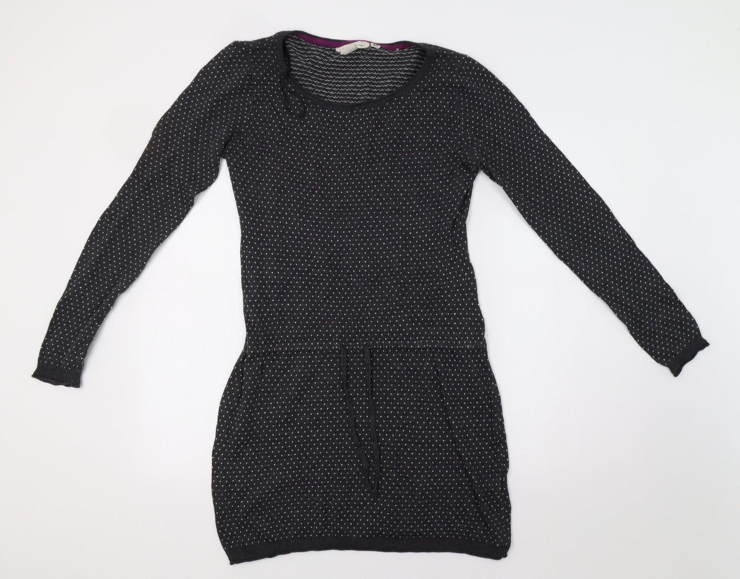 H&M Womens Grey   Jumper Dress  Size M  - Heart Print