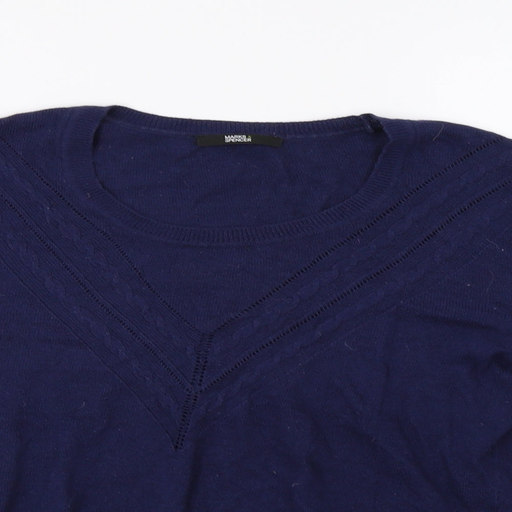 M&S Womens Black   Henley Jumper Size 16