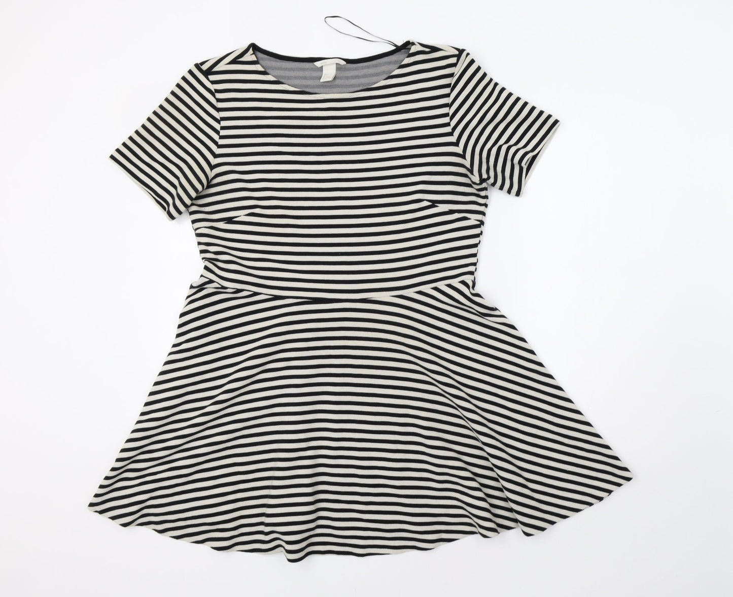 H&M Womens White Striped  Fit & Flare  Size L