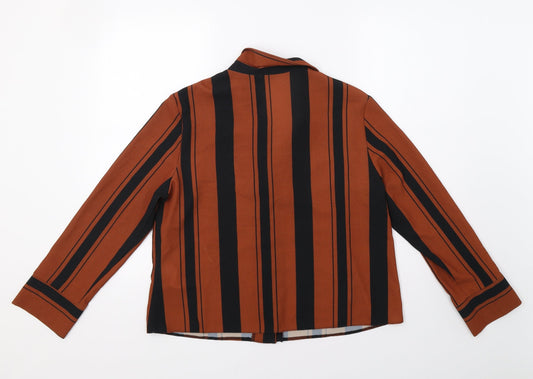New Look Womens Brown Striped  Basic Button-Up Size 14