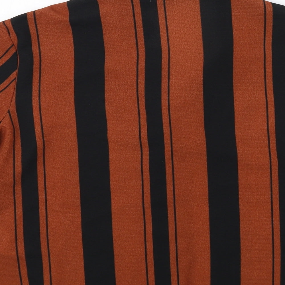 New Look Womens Brown Striped  Basic Button-Up Size 14
