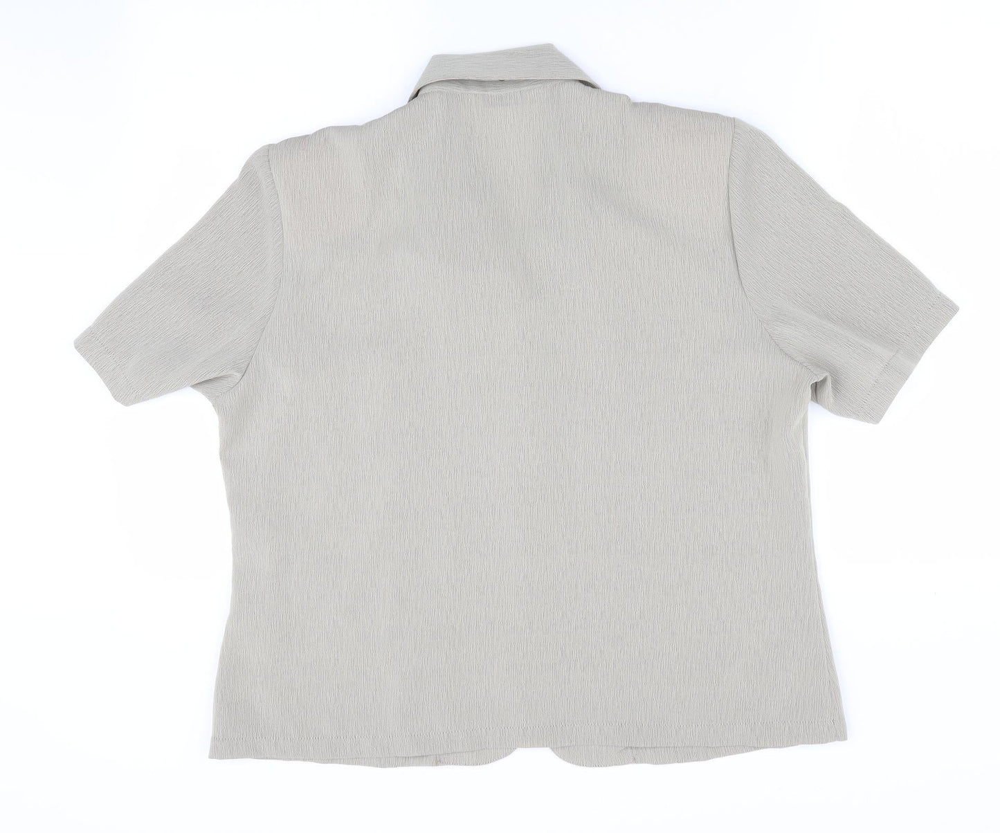 Berkertex Womens Beige   Basic Button-Up Size 16  - Faux Blouse Front