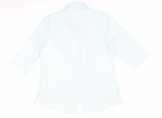 Marks and Spencer Womens Green Striped  Basic Button-Up Size 16  - Subtle shimmer effect Mint Green