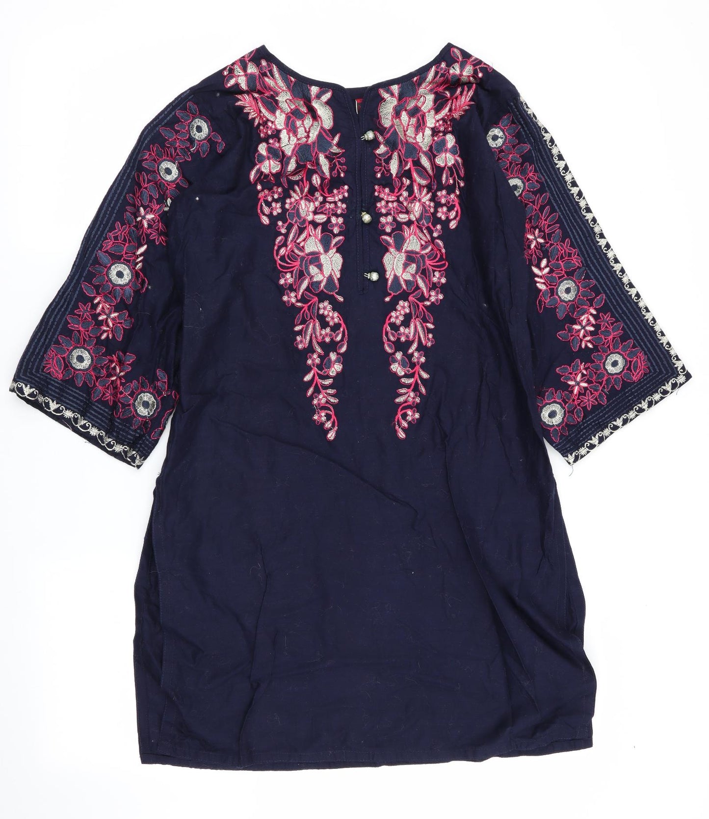 Fatima's Womens Blue Floral  A-Line  Size M