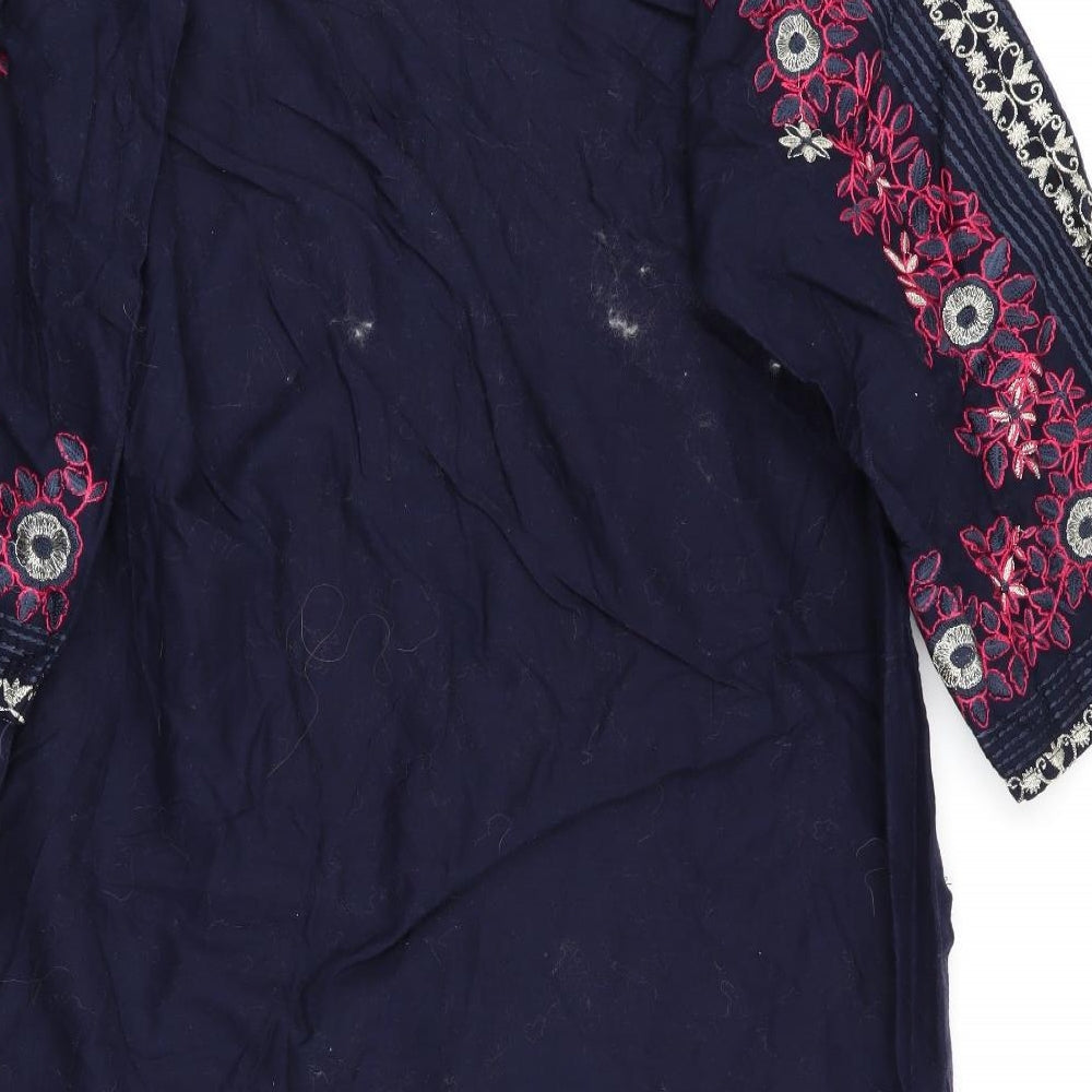 Fatima's Womens Blue Floral  A-Line  Size M