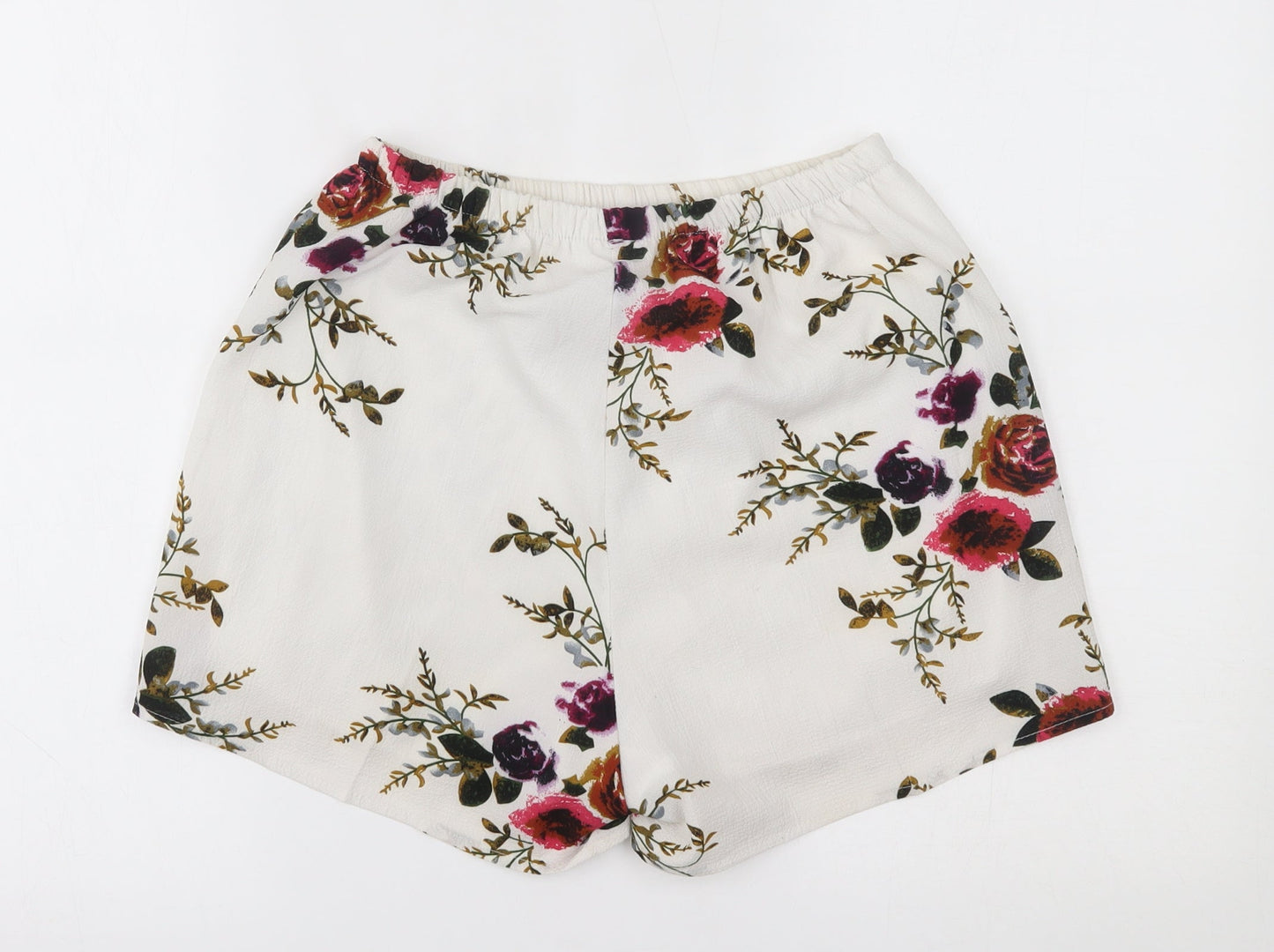 Preworn Womens White Floral  Mom Shorts One Size