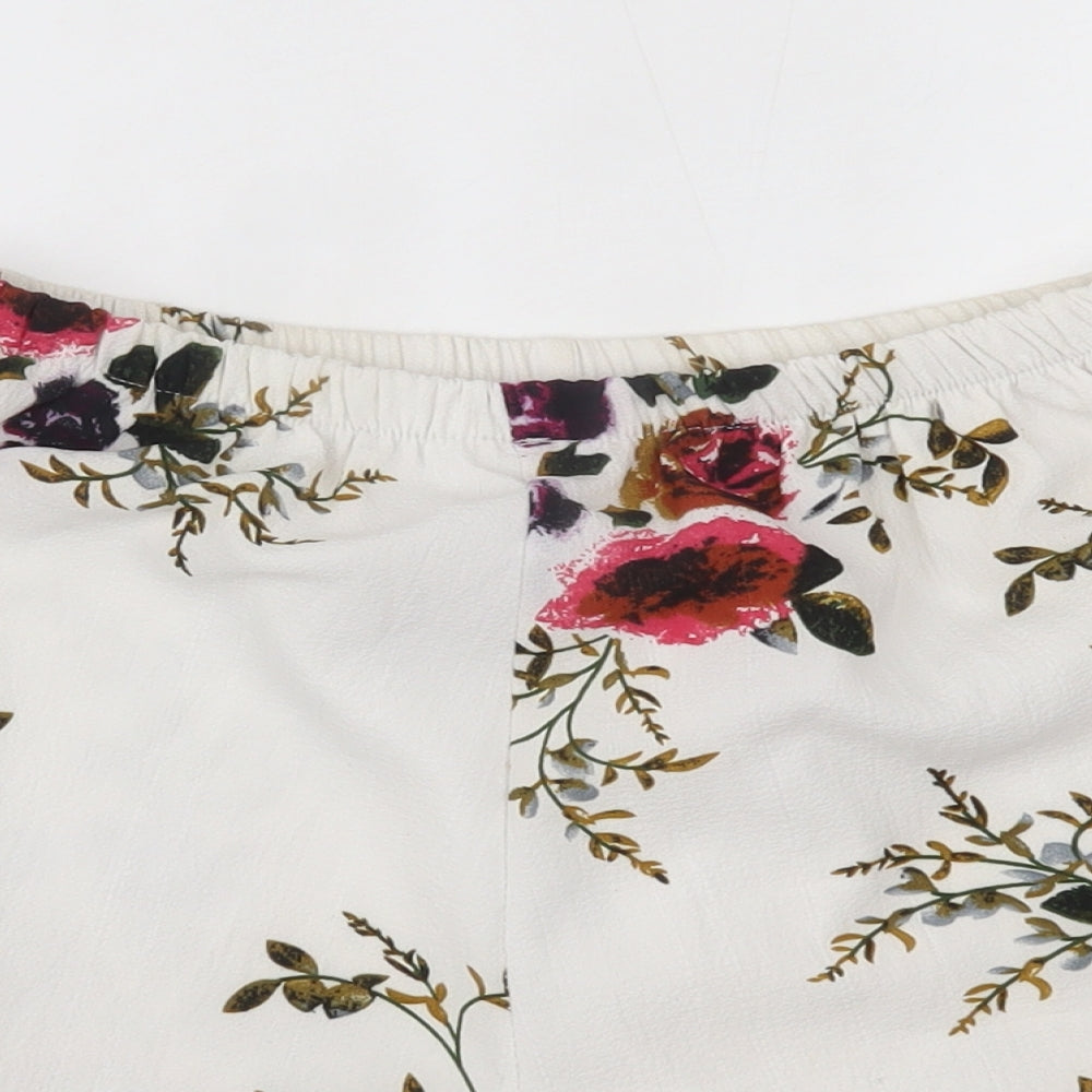 Preworn Womens White Floral  Mom Shorts One Size