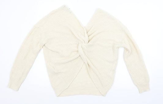 FOREVER 21 Womens White Striped  Pullover Jumper Size S