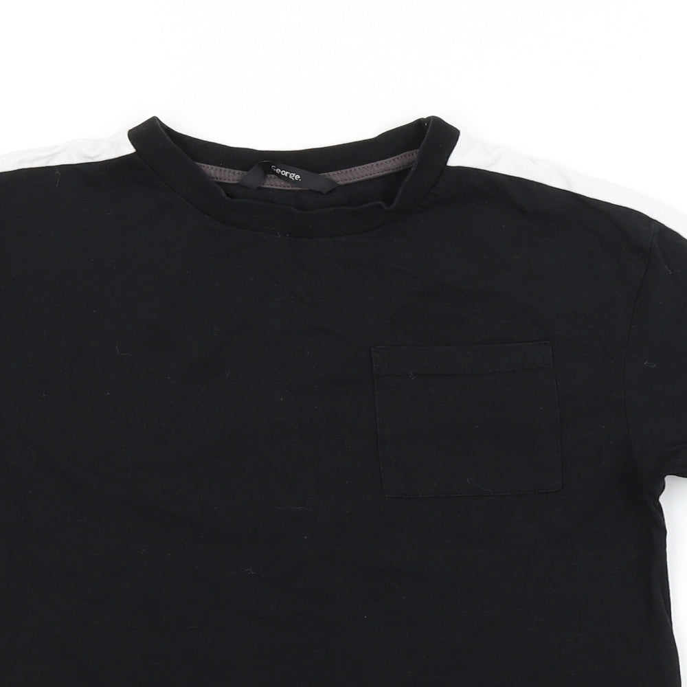 George Boys Black   Basic T-Shirt Size 7-8 Years