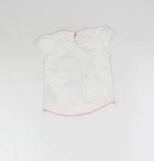 Lullaby Girls White   Basic T-Shirt Size 0-3 Months  - Flower