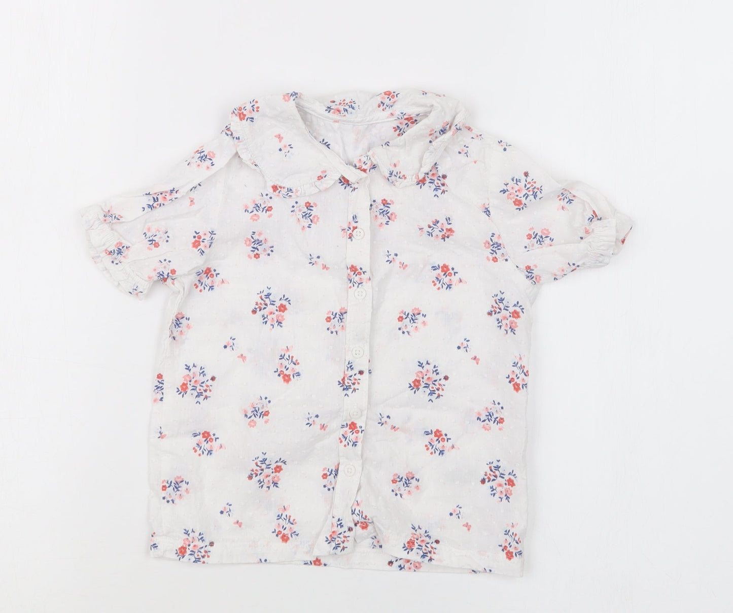 Nutmeg Girls White Floral  Basic Button-Up Size 18-24 Months