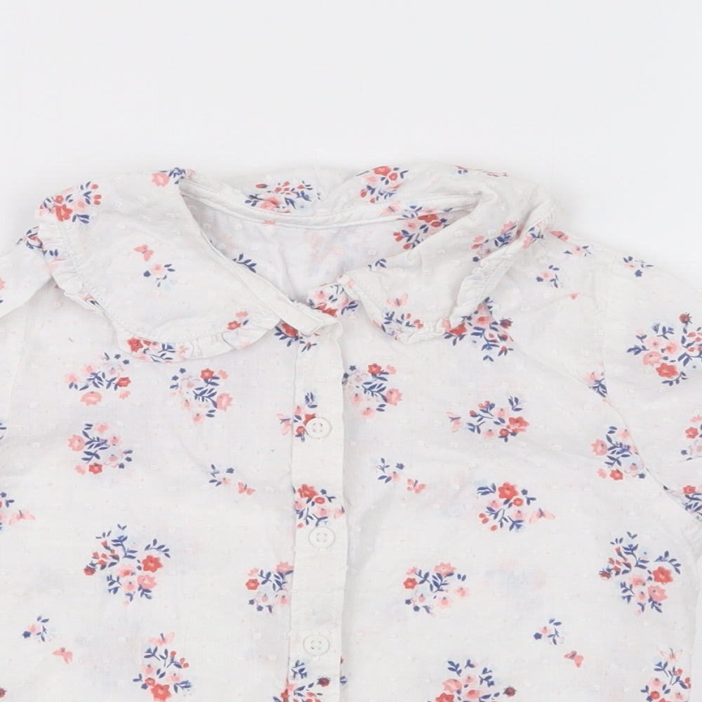 Nutmeg Girls White Floral  Basic Button-Up Size 18-24 Months