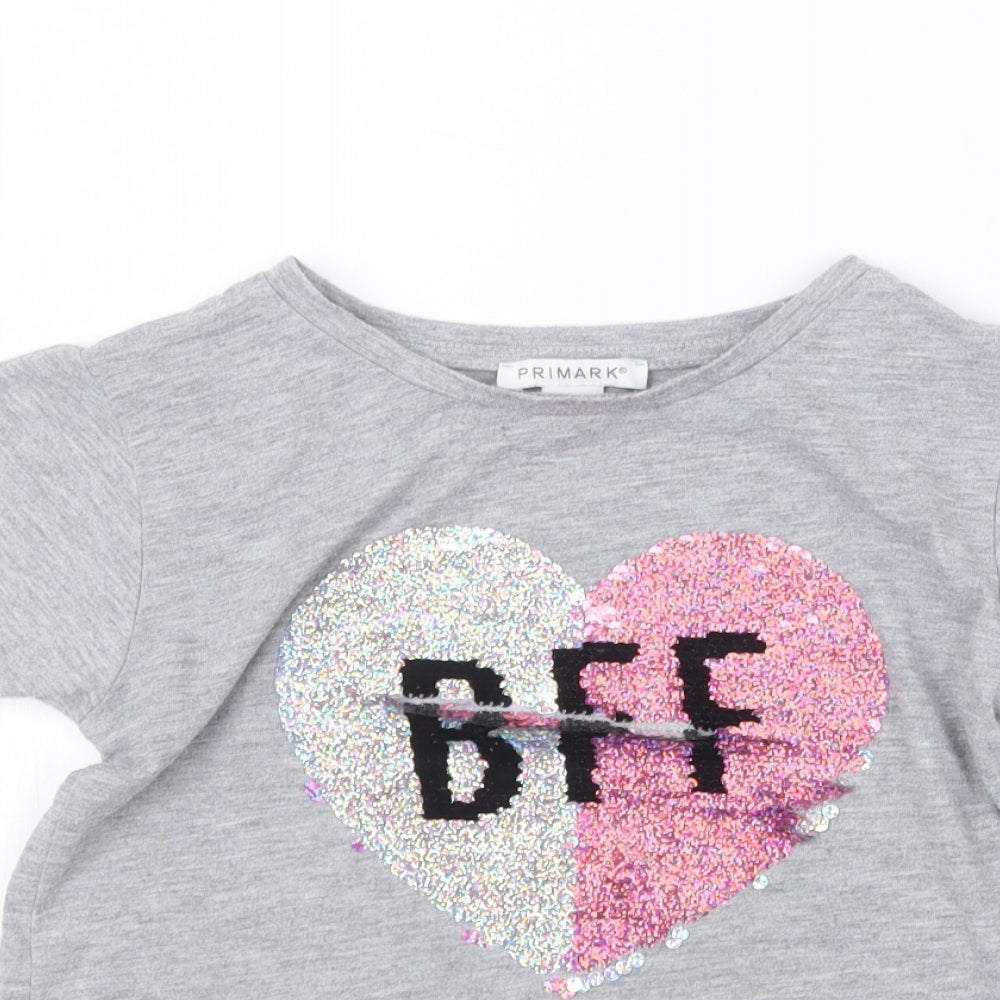 Primark Girls Grey   Basic T-Shirt Size 7-8 Years