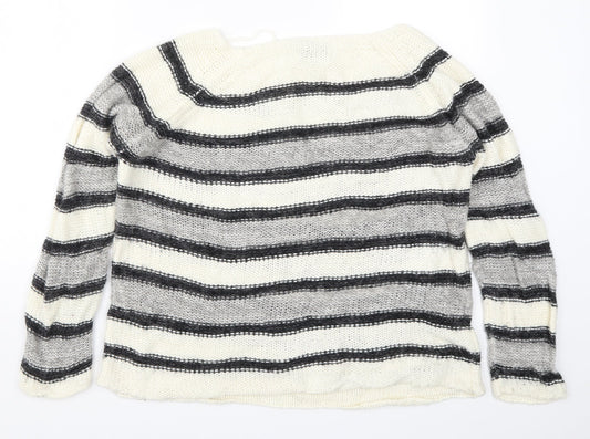VERO MODA Womens Grey Striped Knit Pullover Jumper Size L