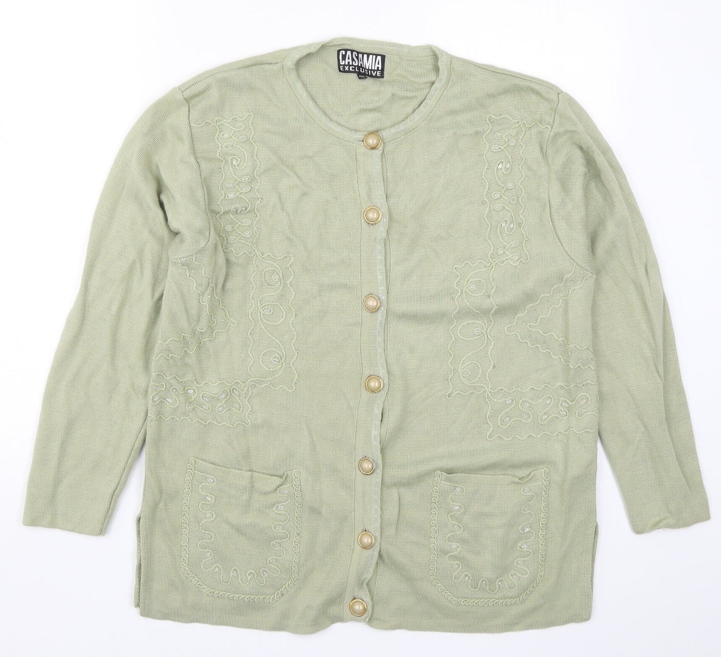 Casamia Womens Green  Knit Cardigan Jumper One Size