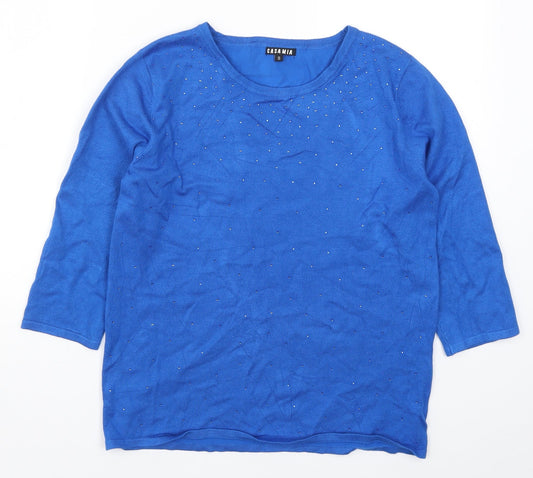 Casamia Womens Blue  Knit Pullover Jumper Size S