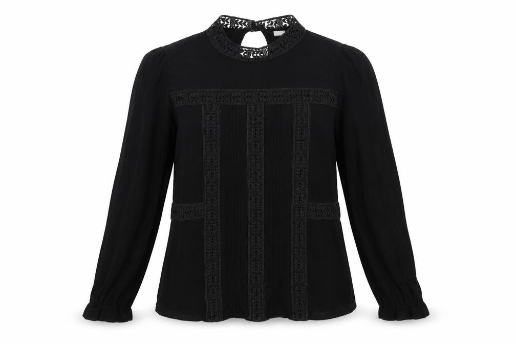 H&M Womens Black Floral  Basic Blouse Size 8