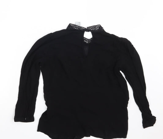 H&M Womens Black Floral  Basic Blouse Size 8