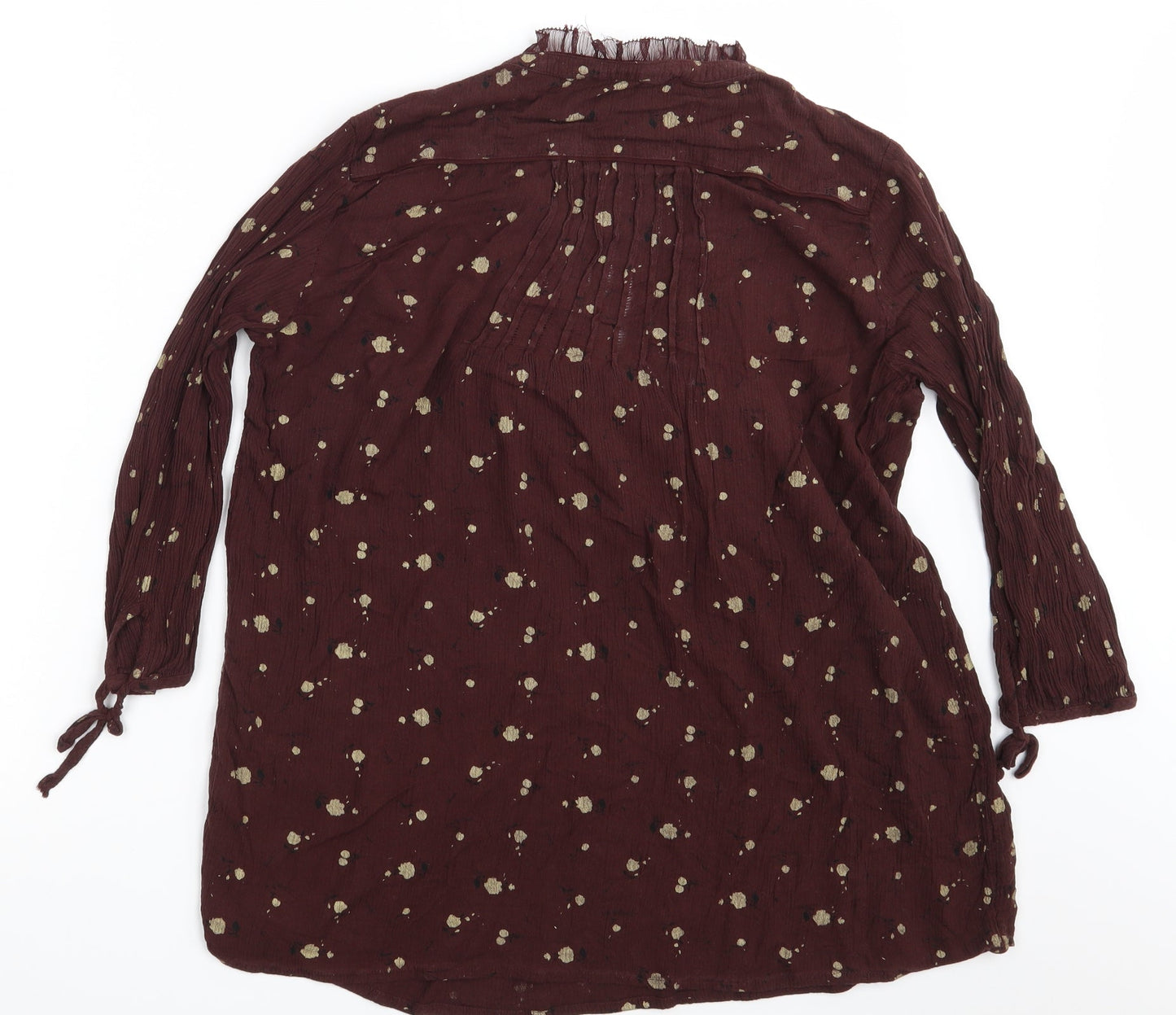 FAT FA Womens Brown Floral  Basic Blouse One Size