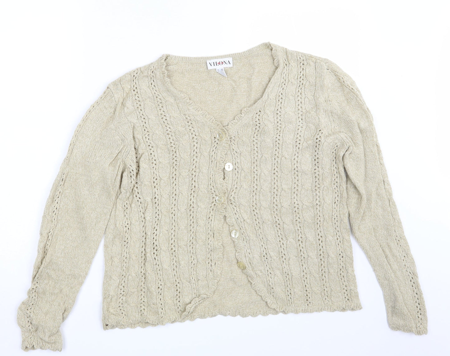 Vilona Moda Womens Beige   Cardigan Jumper Size 16