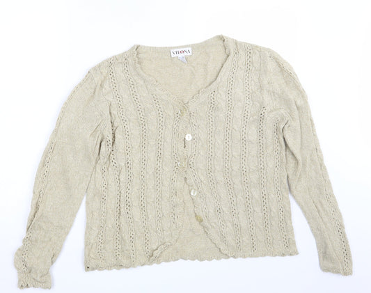Vilona Moda Womens Beige   Cardigan Jumper Size 16
