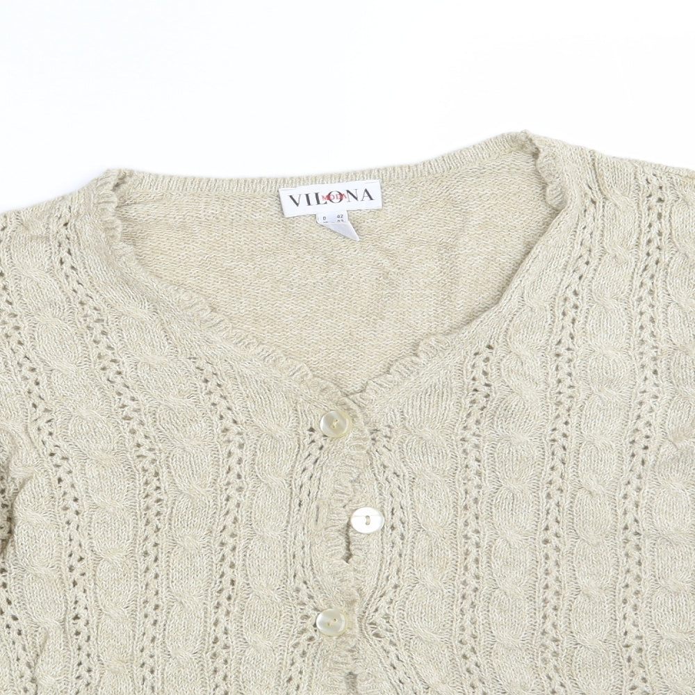 Vilona Moda Womens Beige   Cardigan Jumper Size 16