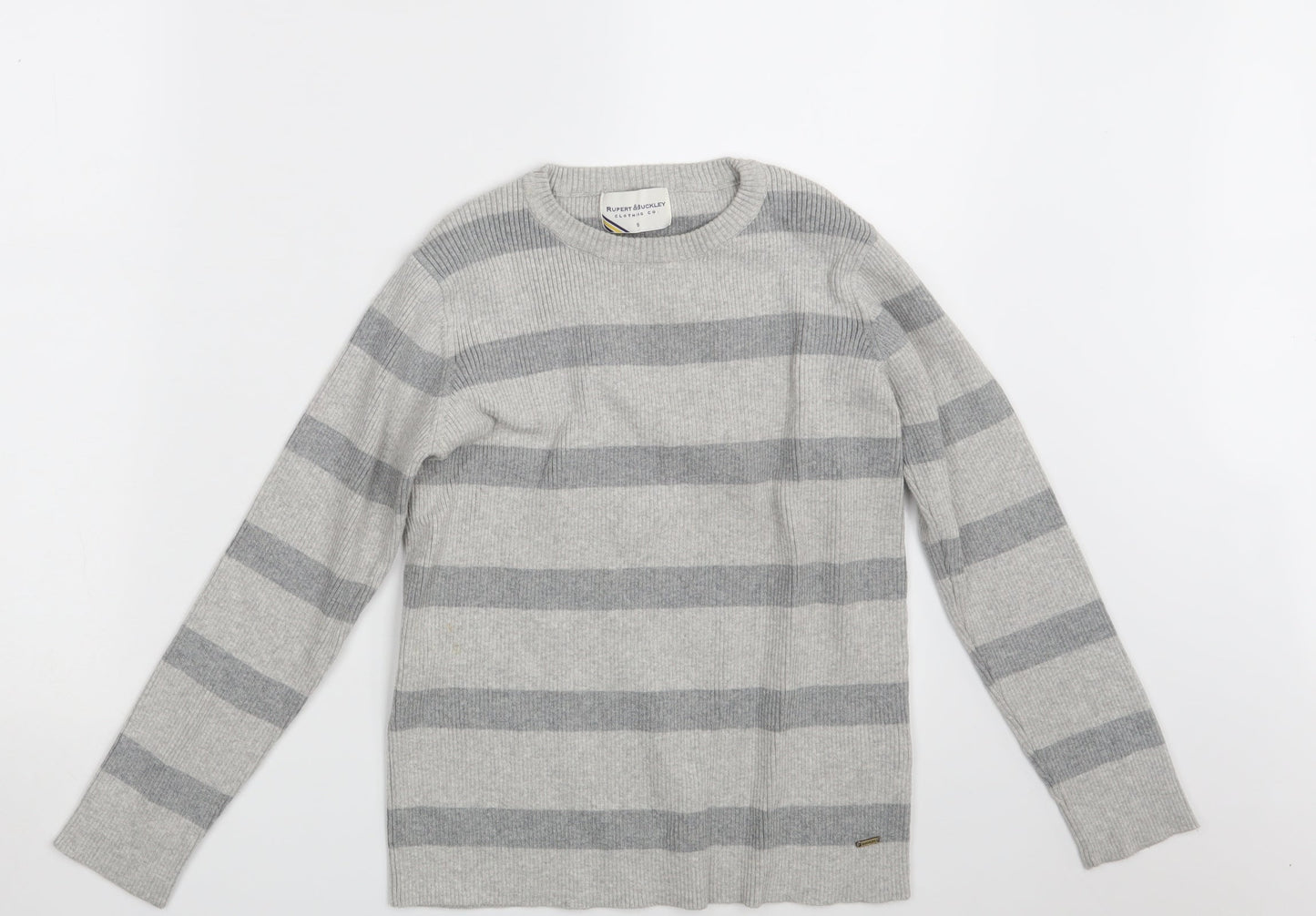 Rupert & Buckley Womens Grey Striped Knit Pullover Jumper Size 10
