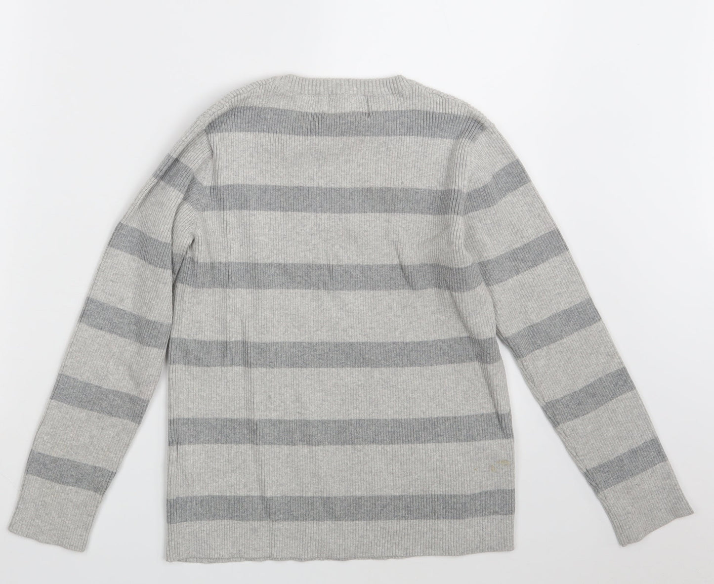Rupert & Buckley Womens Grey Striped Knit Pullover Jumper Size 10