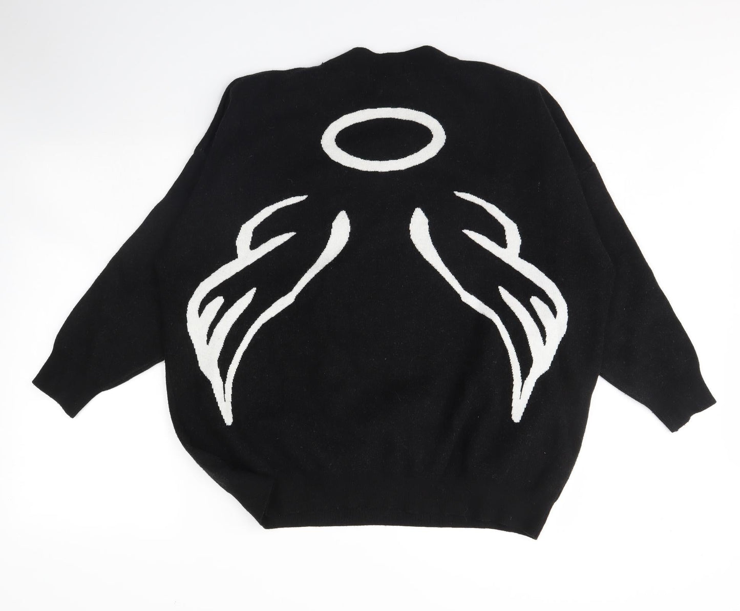 U Womens Black   Pullover Jumper One Size  - Angel wings
