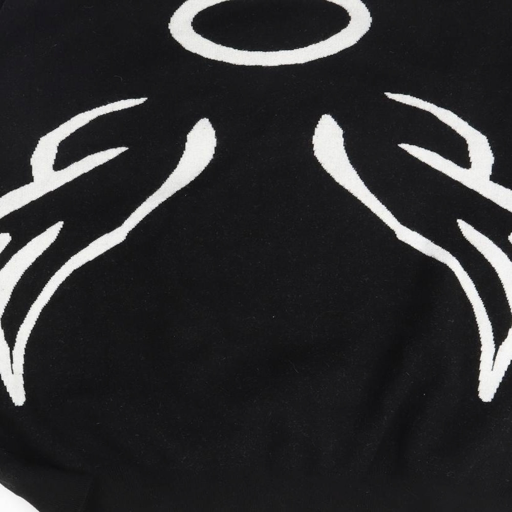 U Womens Black   Pullover Jumper One Size  - Angel wings