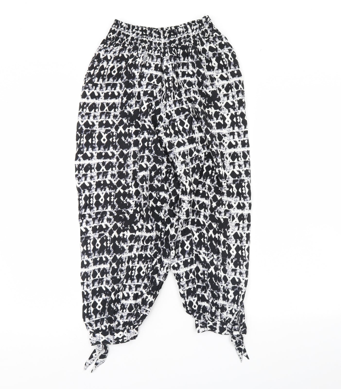 M&s Womens Black Geometric  Trousers  Size S L26 in