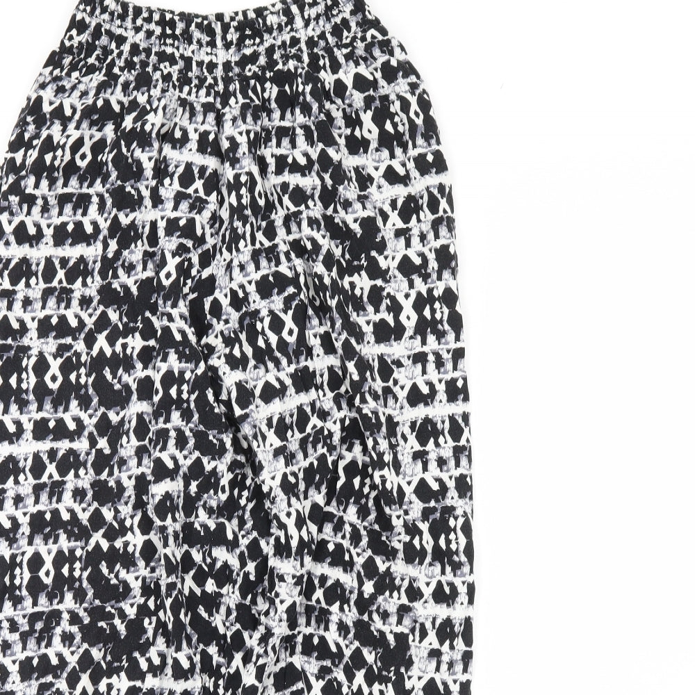 M&s Womens Black Geometric  Trousers  Size S L26 in