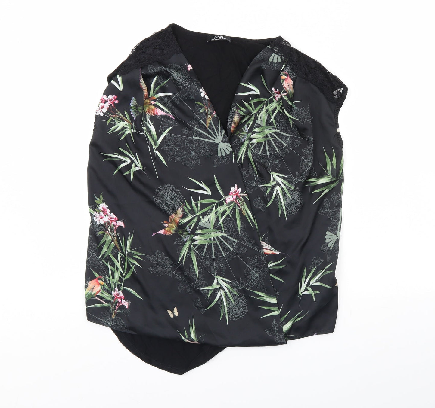 Wallis Womens Black Floral  Basic Tank Size S
