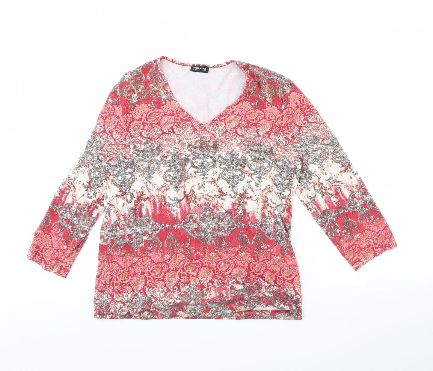 Gerry Weber Womens Red Fair Isle  Basic Blouse Size 10