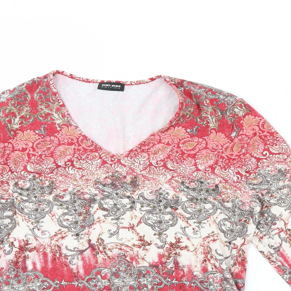 Gerry Weber Womens Red Fair Isle  Basic Blouse Size 10