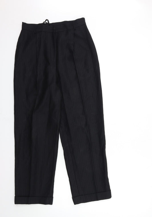 Preworn Womens Black Striped  Trousers  Size 30 in L27 in