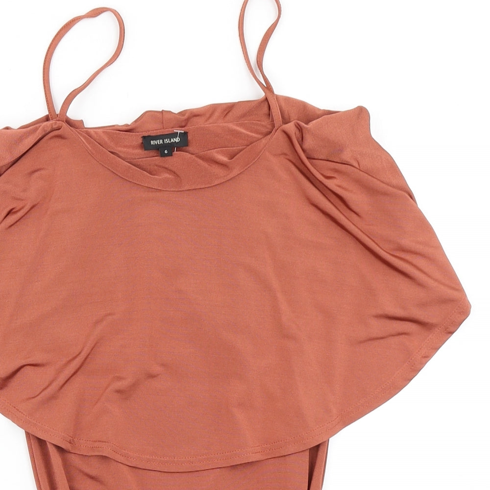 River Island Womens Brown   Bodysuit One-Piece Size 6