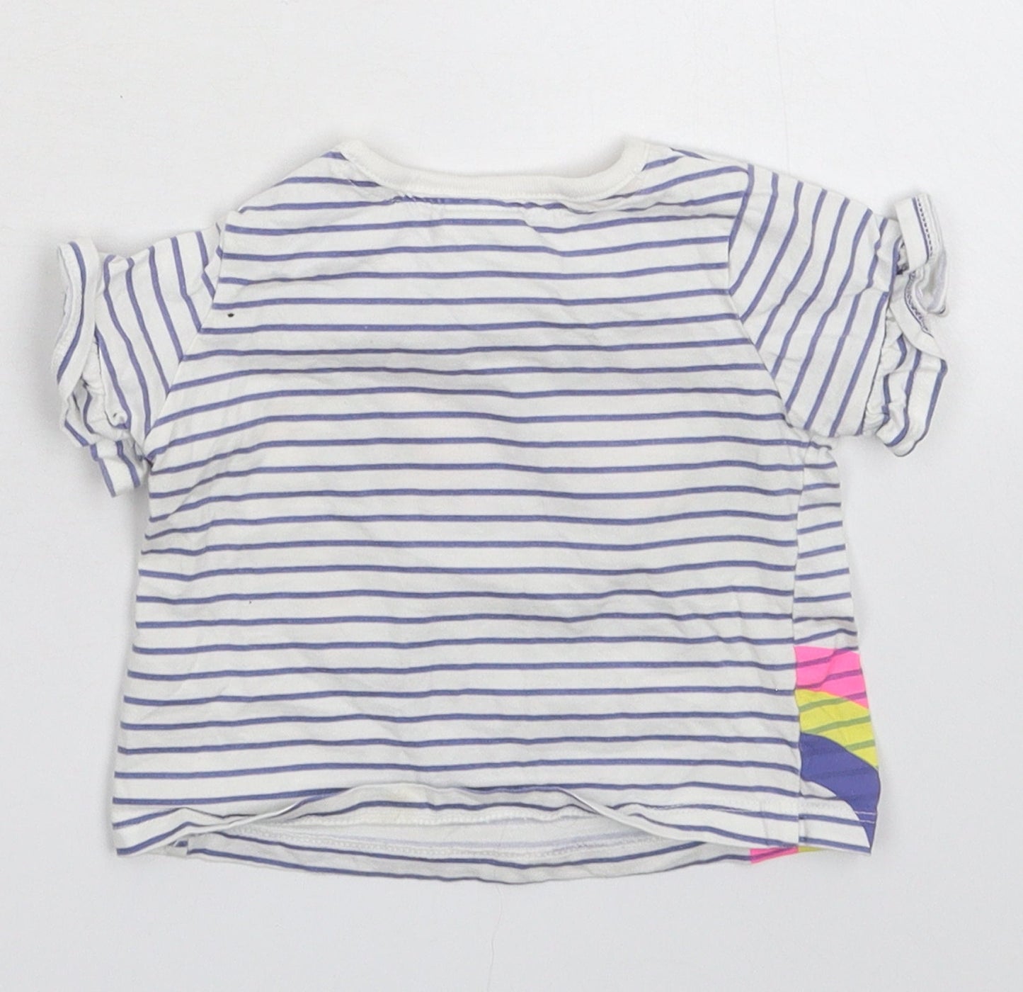 Disney Girls White Striped  Basic T-Shirt Size 9-12 Months