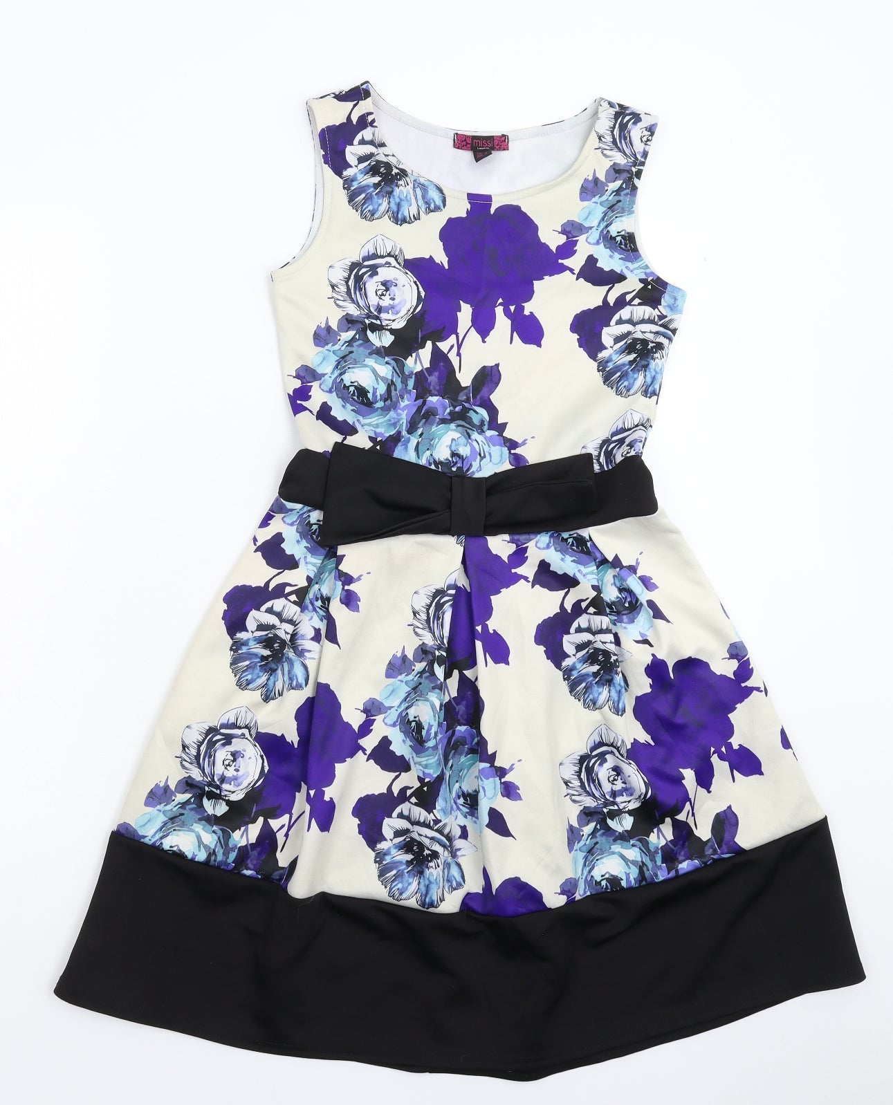 Missi London Womens White Floral  Fit & Flare  Size 8