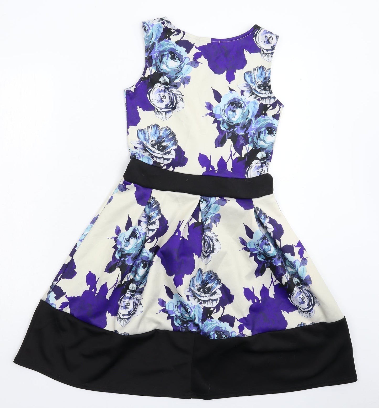 Missi London Womens White Floral  Fit & Flare  Size 8