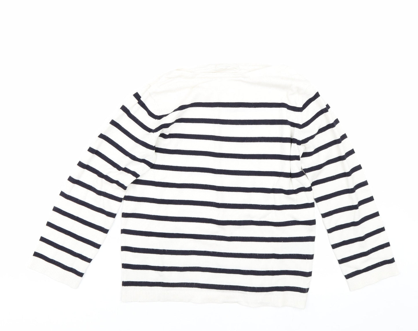 H&M Womens White Striped  Pullover Jumper Size XS