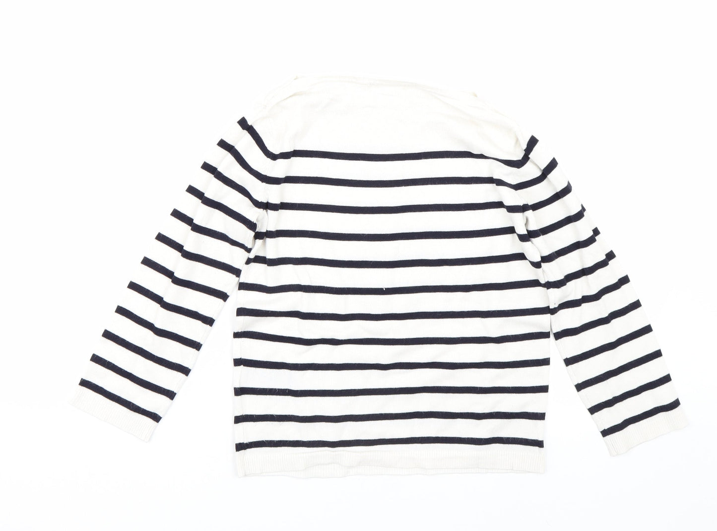 H&M Womens White Striped  Pullover Jumper Size XS
