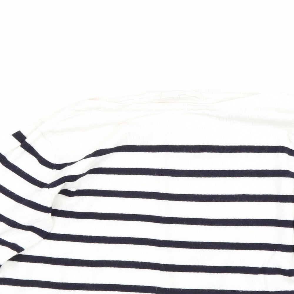 H&M Womens White Striped  Pullover Jumper Size XS