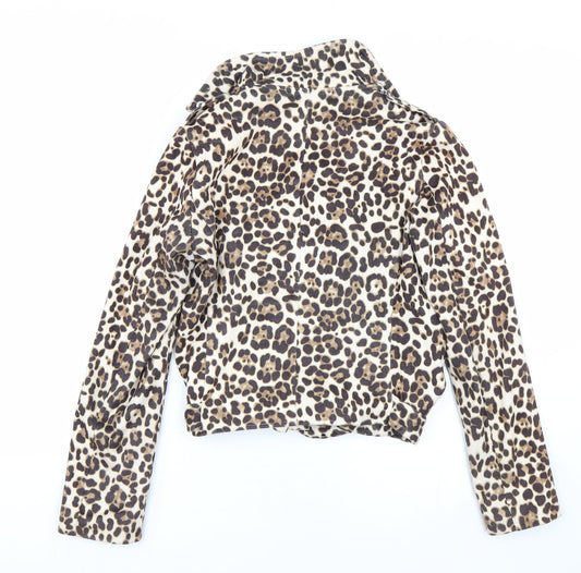 JCL Womens Gold Animal Print  Jacket Coat Size M
