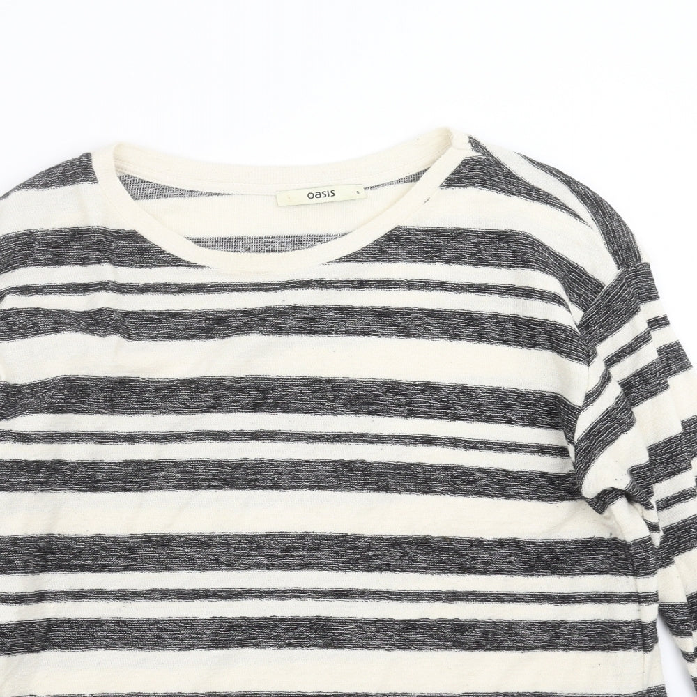 Oasis Womens Ivory Striped Knit Pullover Jumper Size S
