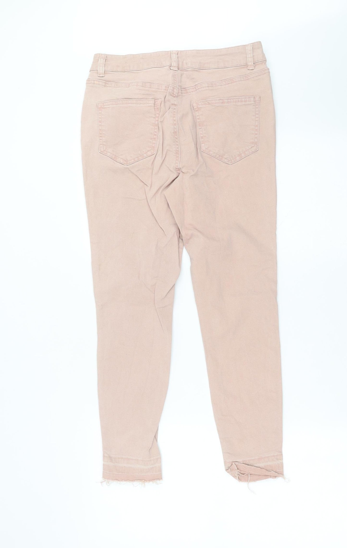 Preworn Womens Pink  Denim Skinny Jeans Size 12 L24 in - Distressed hem