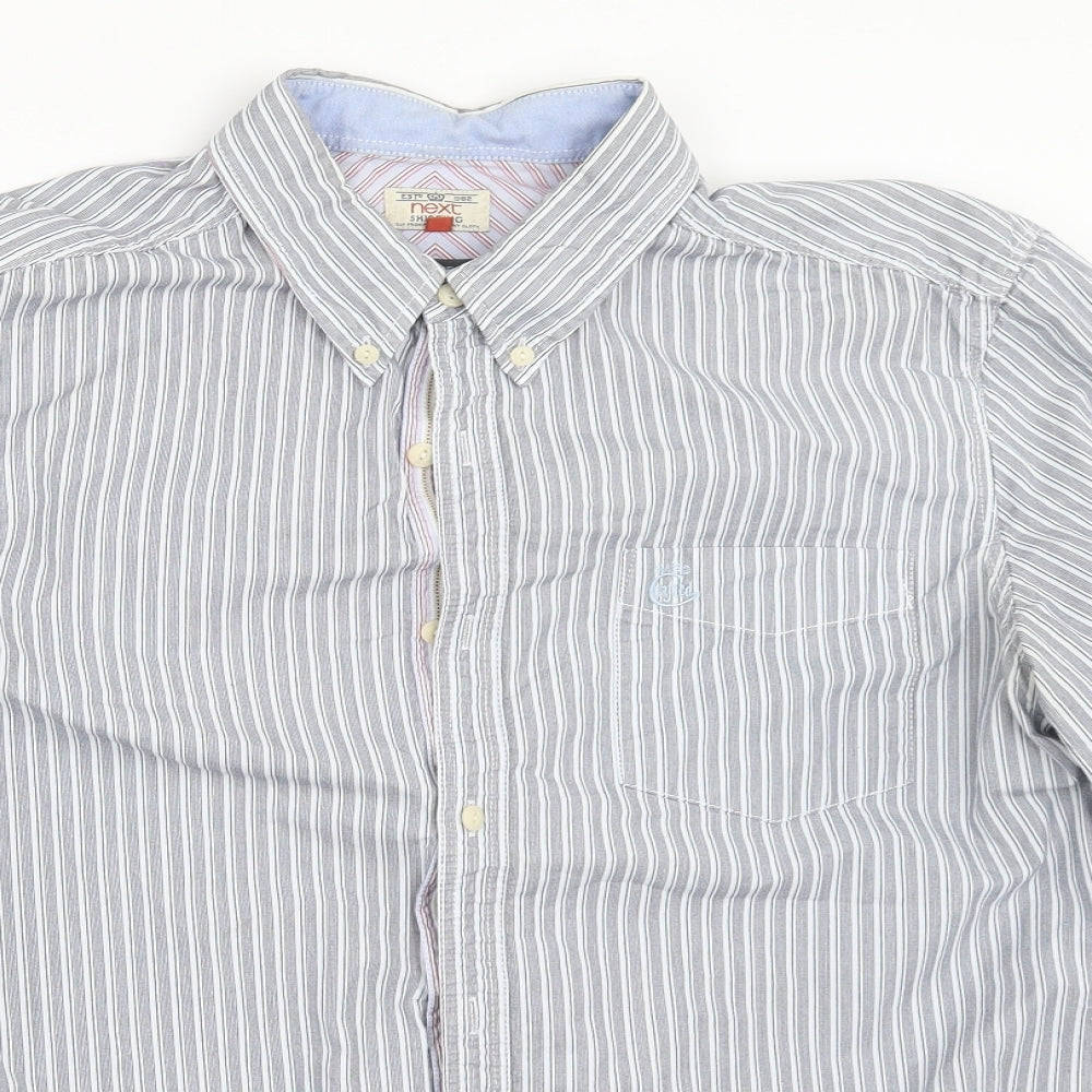 NEXT Mens Blue Striped   Button-Up Size L