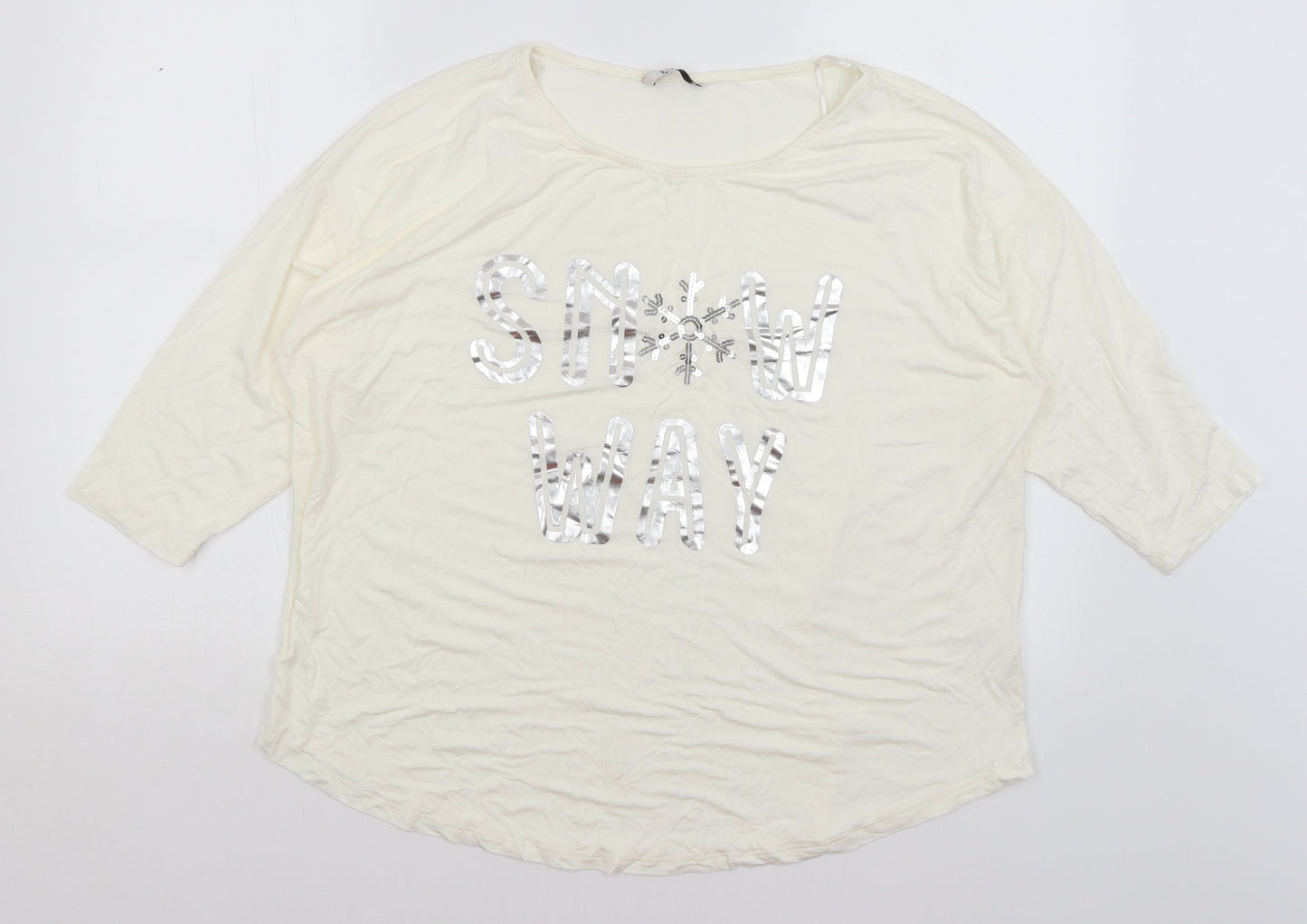 TU Womens Ivory   Basic T-Shirt Size 18  - Snow Way