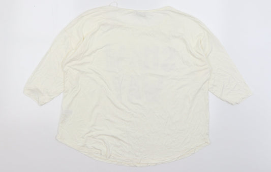TU Womens Ivory   Basic T-Shirt Size 18  - Snow Way